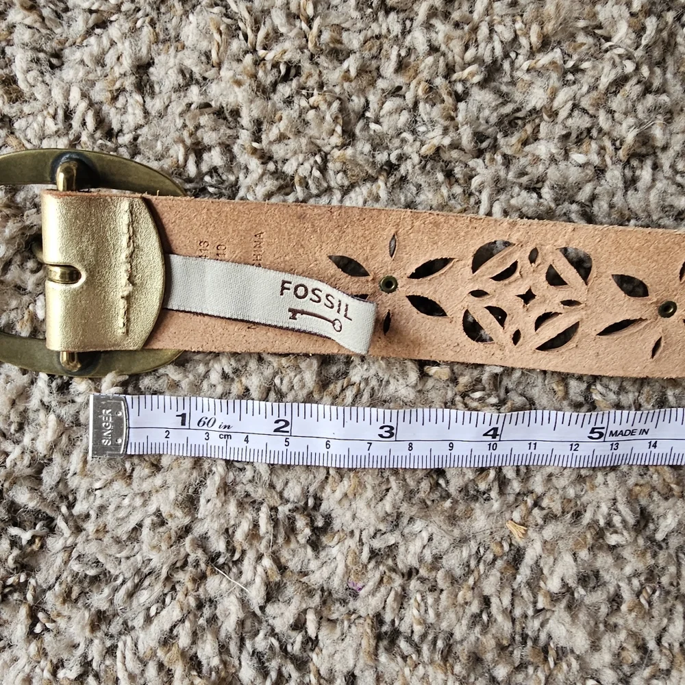 Fossil leather floral golden bohemian chic‎ belt